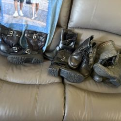 Four Pair Black Leather Riding Boots - WOMANS 7.5.- 8.5