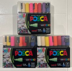 Lot of 3 Uni Posca PC-5M 16-Pack Paint Marker Sets (48 Markers Total) - $55 for 3 Packs