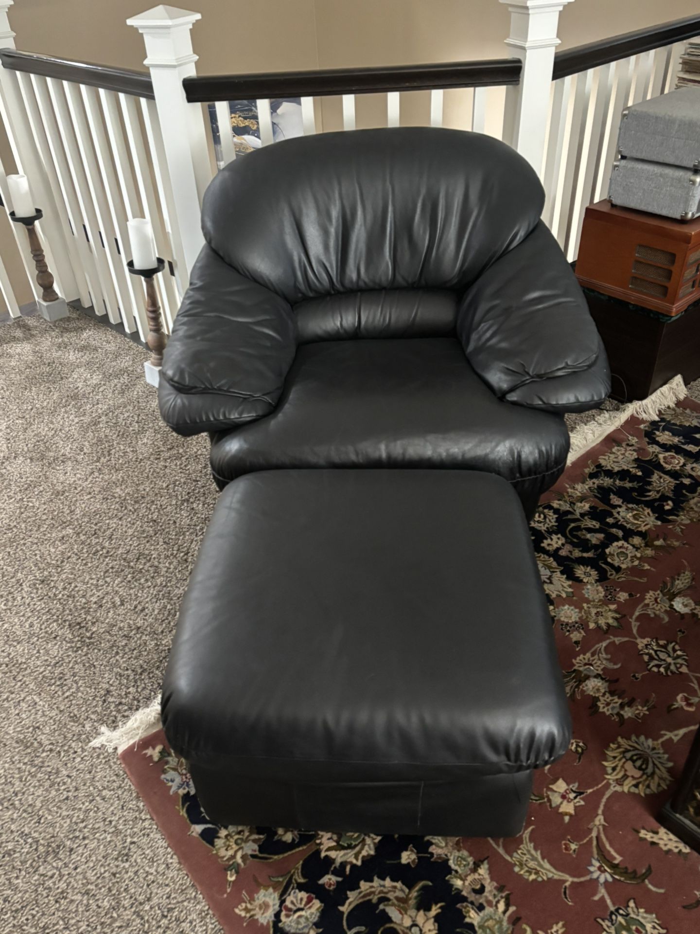 Leather Chair And Ottoman