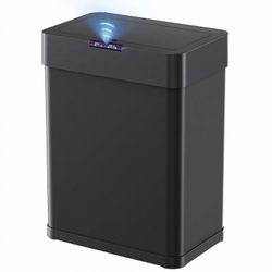 Pirecart Automatic Trash Can 13.2 Gallon Touch Free Stainless Steel Garbage Can for Home Office, Black
