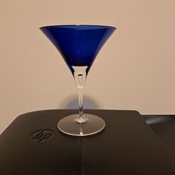 BLOCK CRYSTAL ~ COBALT & CLEAR TEARDROP MARTINI GLASS