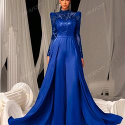 Special Occasion Jumpsuit, Beaded, Blue