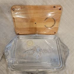 Lenox Butler's Pantry 24" Rectangular Handled Tray with Wood Insert