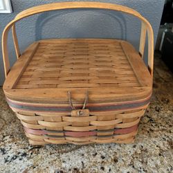 Longaberger Vintage 1991 Crisco American RARE Pie Basket With Wooden Riser And Plastic Protector 