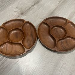 Vintage MCM Wood Serving Trays, Set If 2