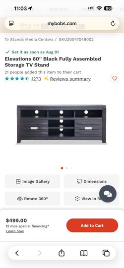 Black wooden tv stand from bobs