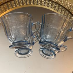 Blue Depression Glass Cream And Sugar Madrid Blue 