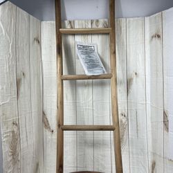 Rustic brown Wooden Leaning Ladder Decor.