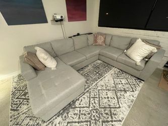 Large Gray Sleeper Sectional with Storage Chaise