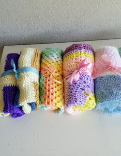 Handmade baby blankets sell $24 each