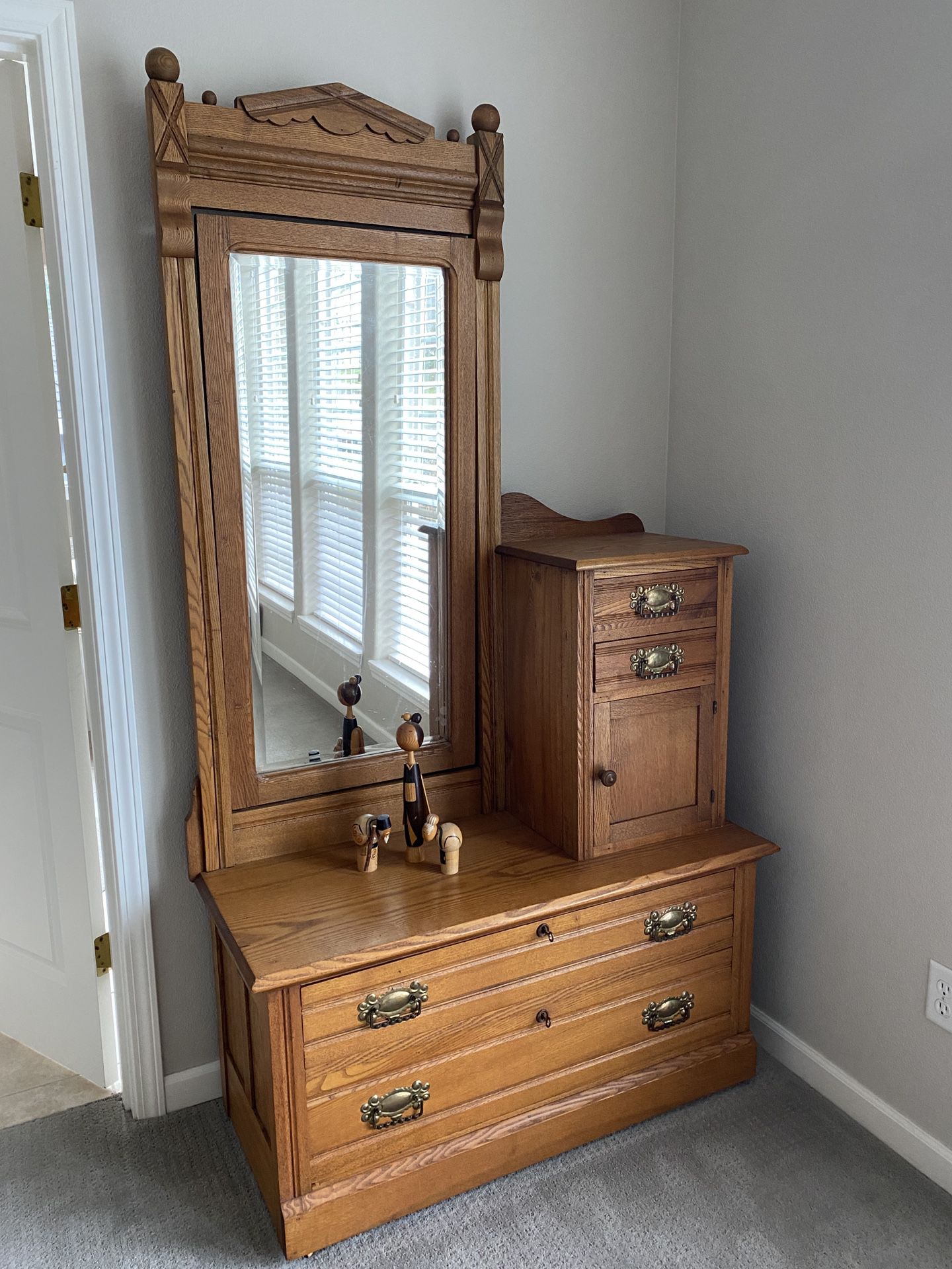 Antique Dresser with Tiltable Beveled Mirror