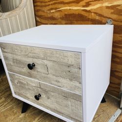 Small double drawer rustic side cabinet