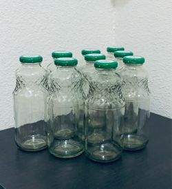 Clear Glass Jars with Green Lids – Set of 12
