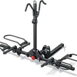 Young Bike Rack Hitch for Car - 200LB 2-Bike Rack Hitch Mount Platform Style Hitch Bike Rack，Smart Tilting & Easy Fold for Car SUV with 2 Inch Receive