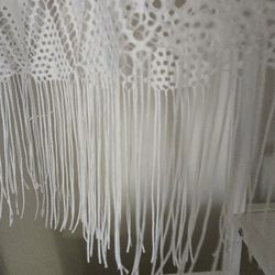 Beautiful White Lace Dress Fringe M/L 8/10
