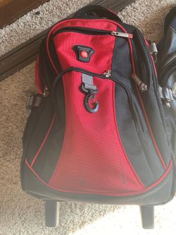 Red and blue camping backpacks