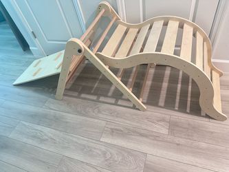 Wooden Pikler Triangle with Arch Rocker and Slide