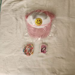 Pink Hat, Stickers And Bracelets 