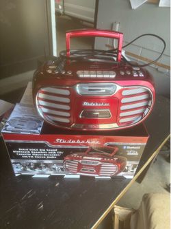 Studebaker Retro EDGE Big Sound Bluetooth Boombox with CD/Cassette Player-Recorder/AM/FM StereoRadio