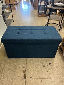 "SONGMICS 30"" Folding Storage Ottoman Bench - Midnight Blue"