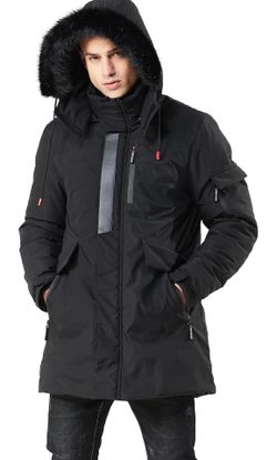 WEEN CHARM Men's Warm Parka Ski Jacket Water Resistant Puffer Jacket Long Winter