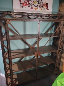 Rustic Iron Bookcase/shelving With doors