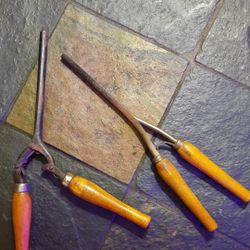 Antique 1900s Curling Crimper Waves Iron Tongs Wooded Handles Set
