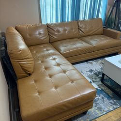 L Shaped Caramel Sectional Sofa 