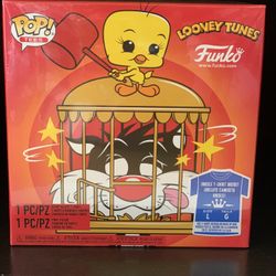 Funko Pop Looney Tunes Silverster And Tweety With Shirt Set