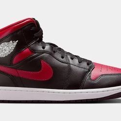 Air Jordan 1 Mid Black and Red Sneakers