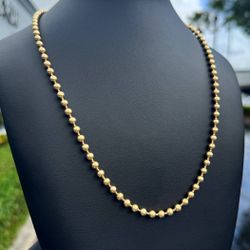 Jewelry New 18k yellow gold solid Ball chain necklace 25.50” 4.50mm