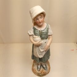 Antique Pre 1880 German Blue Eyed Peasant Woman Maiden Servant Porcelain READ