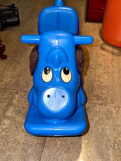Blue Plastic Kids Ride-On Rocking Horse Toy