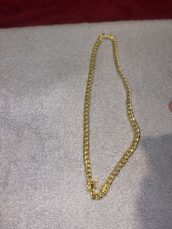 Nice Cuban Lock 18k Filled Gold Chain Sterling Sliver Overlay