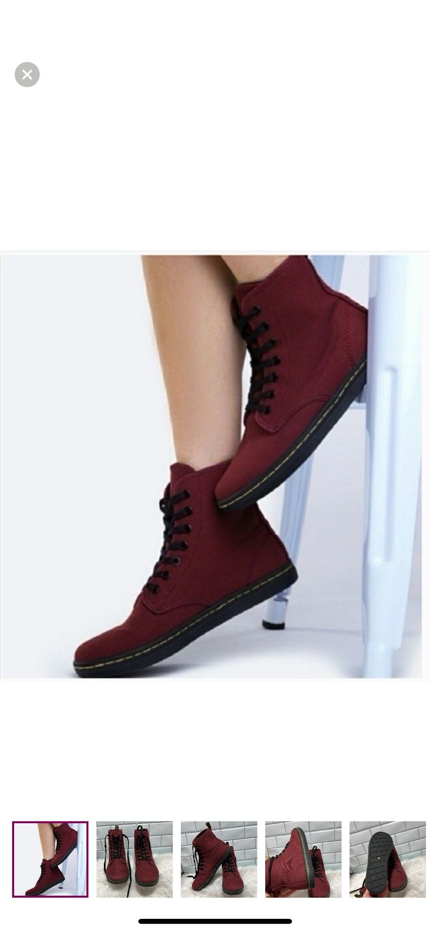Dr. Martens Women Shoreditch Canvas Boots Air Wair Red Maroon Women's Sz 8