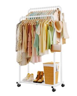 Rolling clothes rack