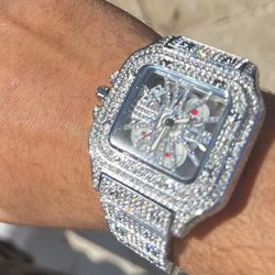 Red Skeleton Dial Moissanite Watch