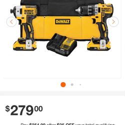 DEWALT 20V MAX XR Cordless Brushless Drill/Impact 2 Tool Combo Kit with (2) 20V 2.0Ah Batteries and Charger