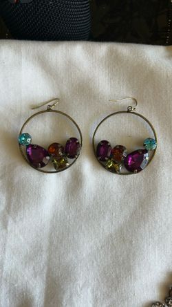 Vintage Ring of Gems Dangle Earrings