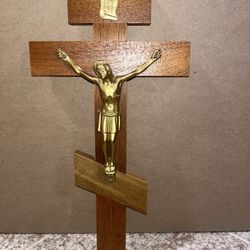 Wood Orthodox Cross Jesus Semi Antique