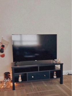 Black TV Stand with Open Shelves