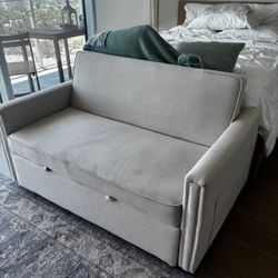 Convertible Sofa Bed – Light Beige (Great for Small Spaces!)