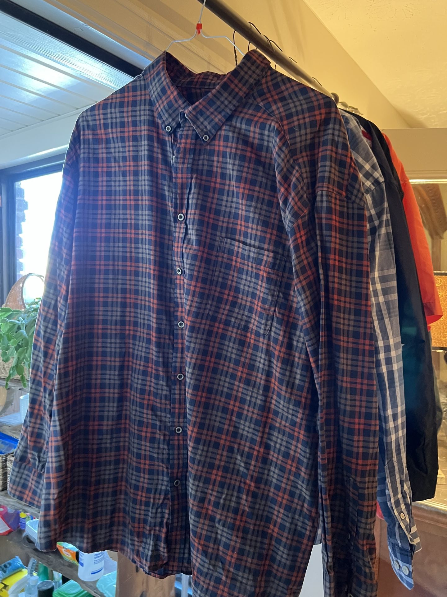 Men’s long sleeve plaid shirt, size 4X