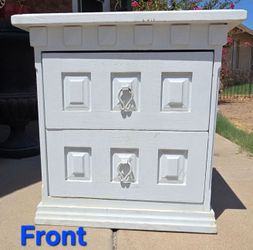 Vintage two-drawer wooden nightstand