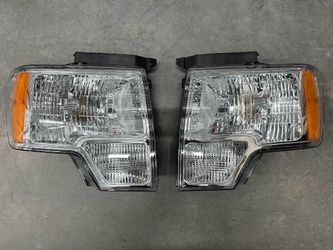 Headlights For 2009 To 2014 Ford F-150 OEM Style Chrome Housing With Amber Corners