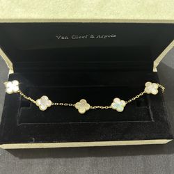 Van Cleef & Arpels Alhambra Gold and White Bracelet