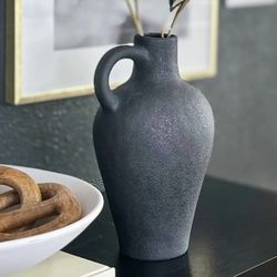 Laurel & Vine Coastal Olive Black Handmade Vase