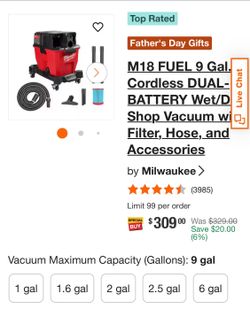Milwaukee Vacuum 9 gallons