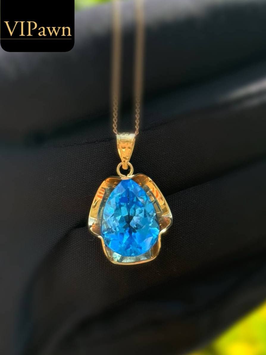 Jewelry 14k solid yellow gold 1.25CTW aquamarine charm pendant 3.8 grams PENDANT ONLY