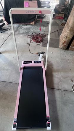 WELLFIT WFTM010 Foldable 2-in-1 Incline Walking Pad Treadmill | 10% Incline, 3.0HP, 320LBS Capacity, Under Desk, Space-Saving – Pink  English Marketin